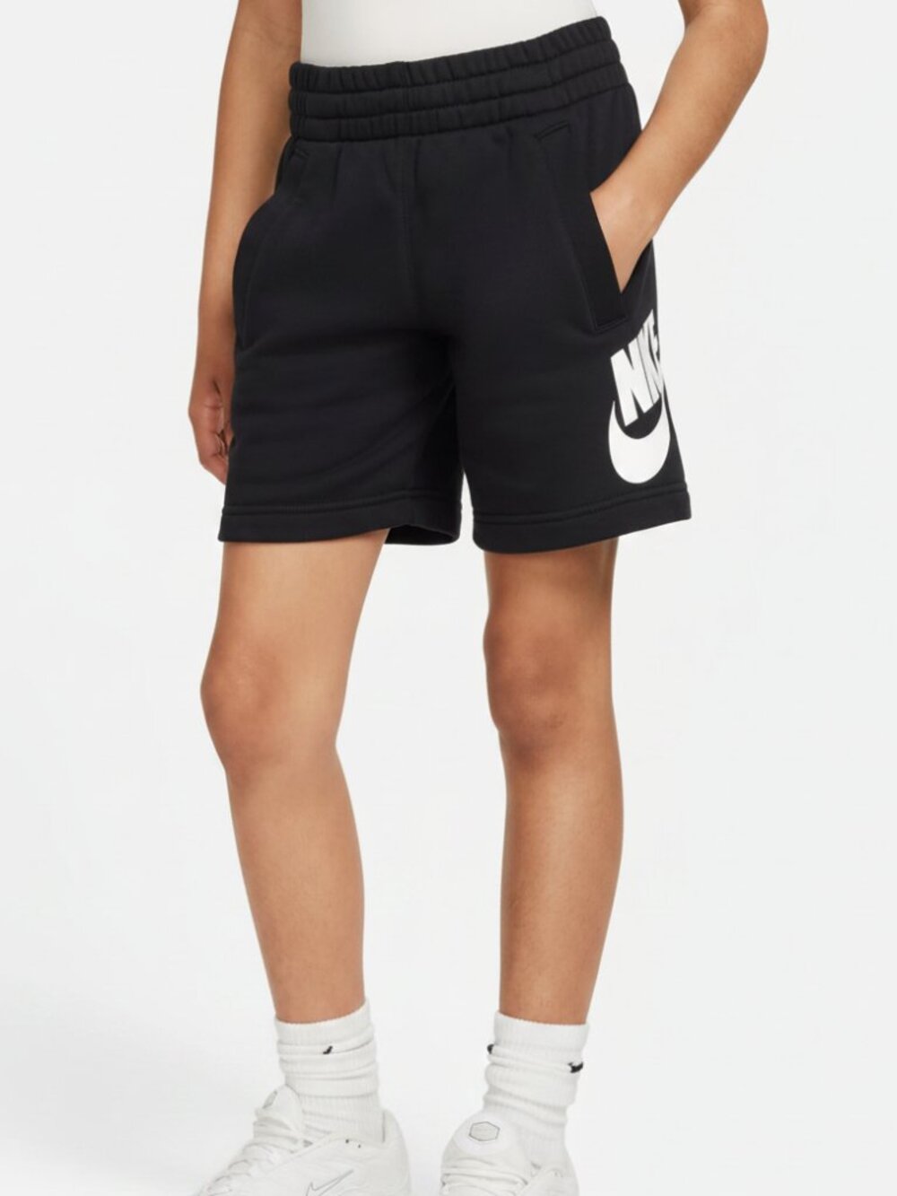 Nike Sportswear Club Fleece HBR Shorts Black White Big Kids Boys Size M